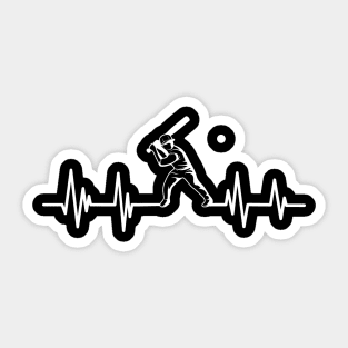 Cricket heartbeat baseball player,baseball Birthday Cricket lover Sticker